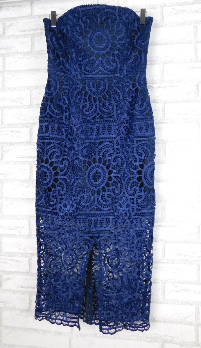 Nicholas the Lable corset dress sz 8 Blue lace, evening event strapless |  eBay