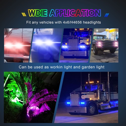 4X6" RGB LED Headlights Sealed Hi/Low Beam For 81-1987 Chevy C10 Pickup Truck - Picture 9 of 9