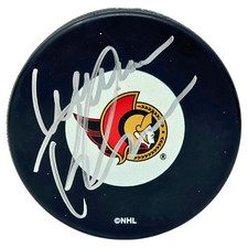 Laurie Boschman Ottawa Senators Signed NHL Autograph Puck Silver Auto