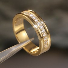 18k Yellow Gold Plated Rings Cubic Zirconia Elegant Jewelry Women Gifts Sz 6-10