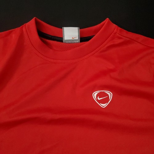 Nike Dri Fit Youth Shirt Size Large Red White Short Sleeve Swoosh Logo L - Picture 7 of 14