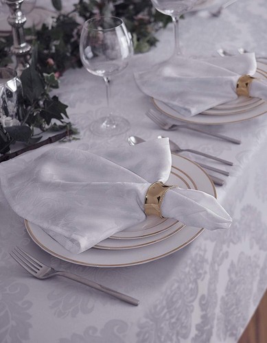 Elegant 60" x 120" White Damask Table Cover - Spill & Fade Resistant for Events - Picture 9 of 9