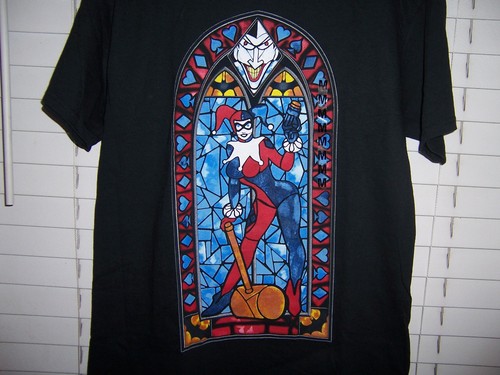Camicia Harley Quinn nuova con etichette DC Comics Originals vetro colorato taglia media adulto - Foto 3 di 4
