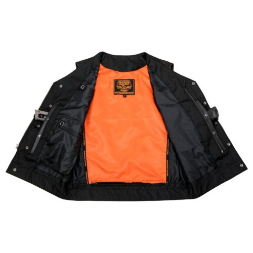 Gilet motociclista Milwaukee Leather MLM3503 da uomo nero in pelle di capra premium - Foto 6 di 10