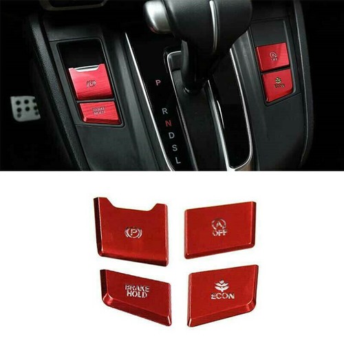 Aluminum Red 4X Gear Shift Button Sticker Trim For Honda CR-V CRV 2017-2022 - Picture 3 of 9