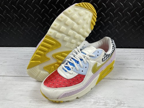 Wmns Nike Air Max 90 ‘Patchwork’ DM8075-100 Size 8.5/Men’s 7.5 Sail/Citron Doll - Picture 6 of 12