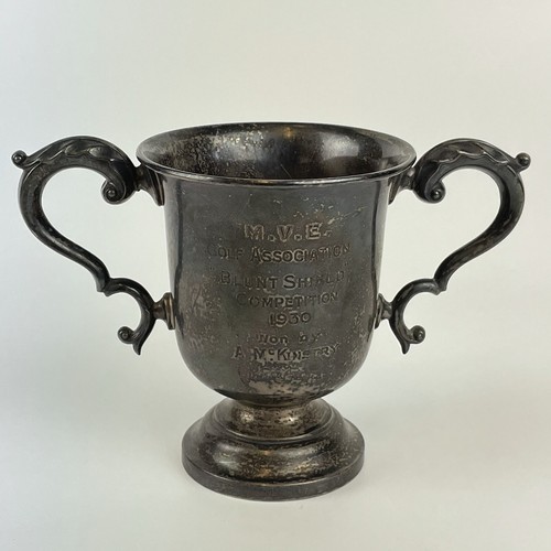 Sterling Silver Twin Handled Cup Trophy Walker & Hall 1929 Golfing Interest - Picture 1 of 9