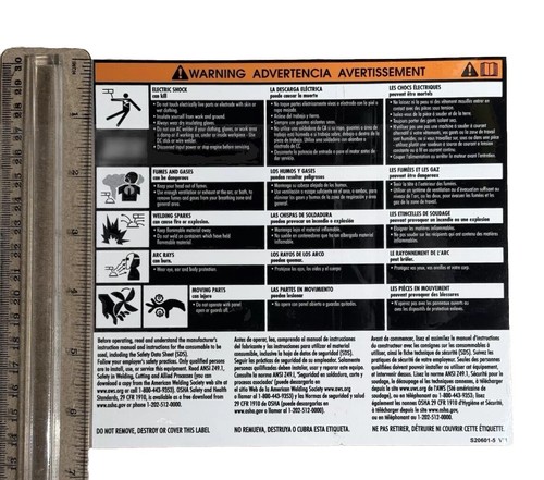 Lincoln Electric 9SS20601-5 WARNING DECAL S20601-5 Sticker - Picture 4 of 8