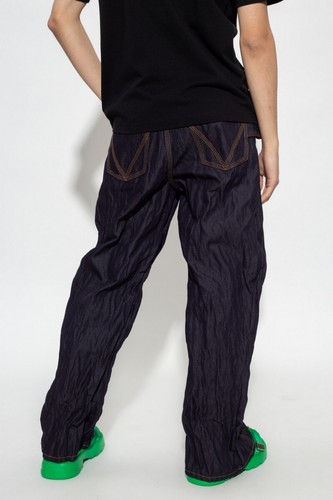 NO CUSTOM TAX BOTTEGA VENETA navy blue crumpled metallic fiber effect jeans 32 - Bild 3 von 12