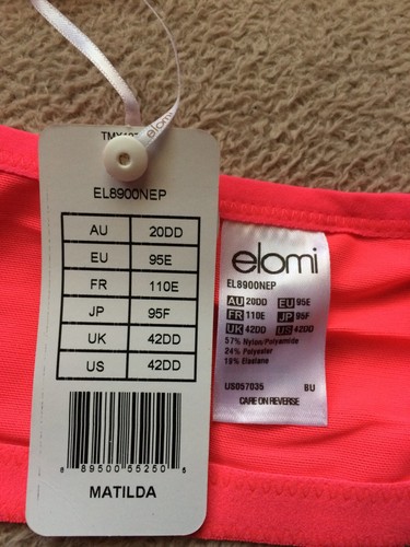 Elomi 42DD Neon Pink Flame Matilda Underwire Bra Style 8900 NWT - Picture 5 of 6