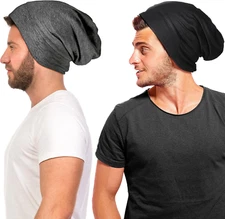 2 Pieces Hair Bonnet for Men Silk Satin Sleep Cap Cover Night Sleeping Beanie