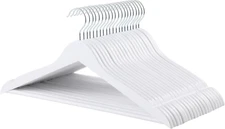 Durable Wooden Clothes Hangers, 20-Pack, White