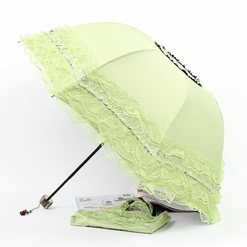 Anti UV Sun Rain Pagoda 3Folding Umbrella Lace Lacework Princess Bridal Wedding - Picture 13 of 18