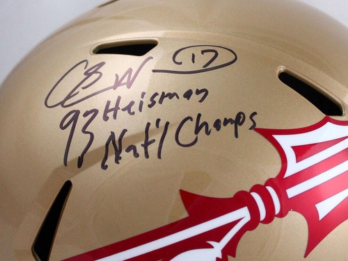 Charlie Ward signed FSU Seminoles F/S Speed Helmet W/Heisman Natl Champs-Prova - Picture 2 of 5