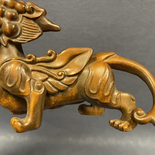 Raro boj chino tallado a mano dragón estatua netsuke figura decoración mesa - Imagen 3 de 6