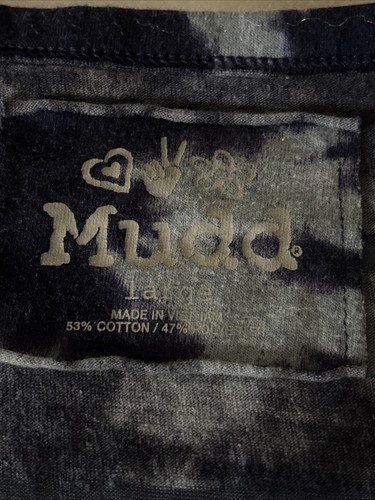 Mudd Womens Top Large Blue Tie Dye & Striped Short Sleeve Henley Neck Tee - Picture 3 of 8
