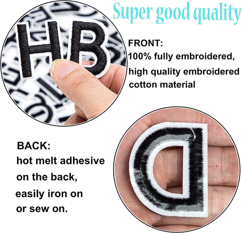 GYGYL 72 Stück Aufnäher Buchstaben und Zahlen zum Aufbügeln, schwarzes Alphabet bestickt - Bild 2 von 6