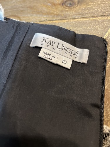 KAY UNGER  Gold PARTY COCKTAIL SLEEVELESS DRESS SIZE 10 With Lace /patterned - Picture 8 of 10