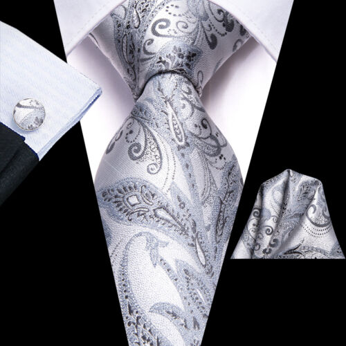 Herren Krawatte Klassisch Hochzeit Krawatte und Einstecktuch Manschettenknöpfe Set Paisley - Bild 87 von 253