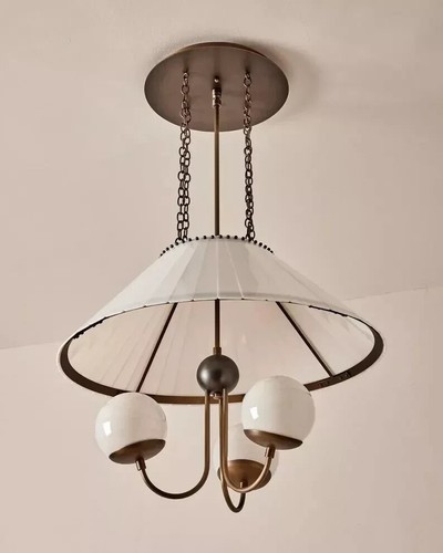 1950' Mid-Century Modern Glass Brass Italian Chandelier Pendant Light Sputnik - Picture 2 of 11