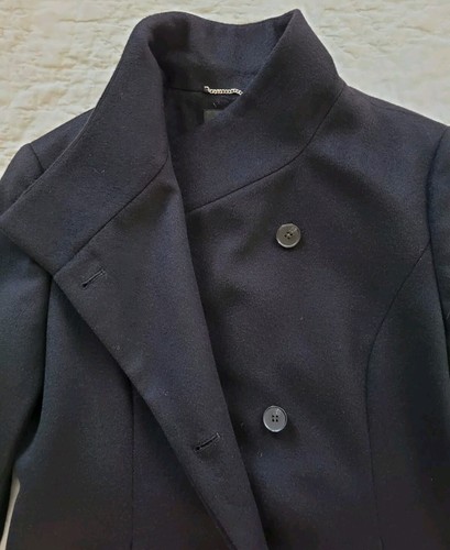KATHERINE KELLY 100% Cashmere Black Coat w/ Luxury Hidden Buttons Size 12 NWT - Picture 5 of 9