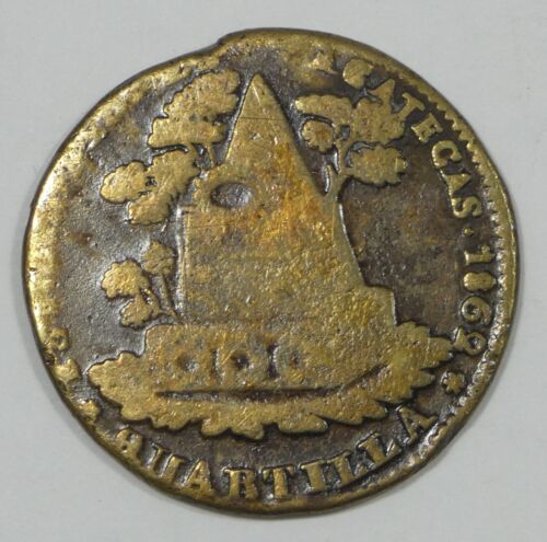 1862 MEXICO Zacatecas 1/4 Real Brass Coin - Picture 4 of 4