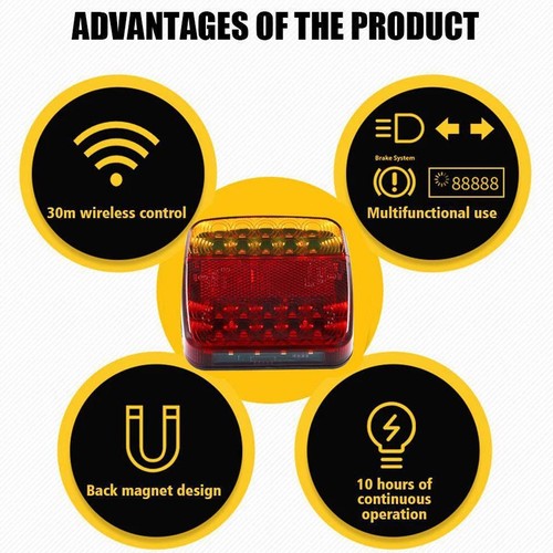 Nilight 12LED Magnetic Wireless Trailer Lights 2PCS Rechargeable Amber LED Light - Bild 3 von 10