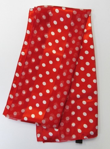 Langer Damenschal Seide Feel rot & weiß gepunktet Print NEU