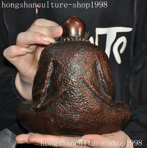 7,2 Zoll chinesischer alter Buddhismus Bronze Arhat Damo Bodhidharma Dharma Buddha - Bild 6 von 7