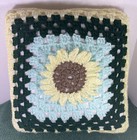 Vintage- Crochet- Granny Square- 3D Sunflower- Handmade Afghan Pillow