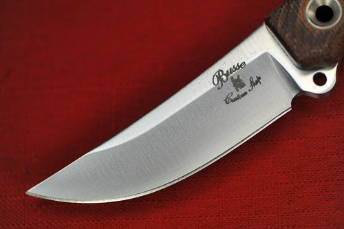 Busse Combat Trail Scalpel .17" Deep Hollow Ground Satin, Textured Maroon Canvas - Picture 2 of 12