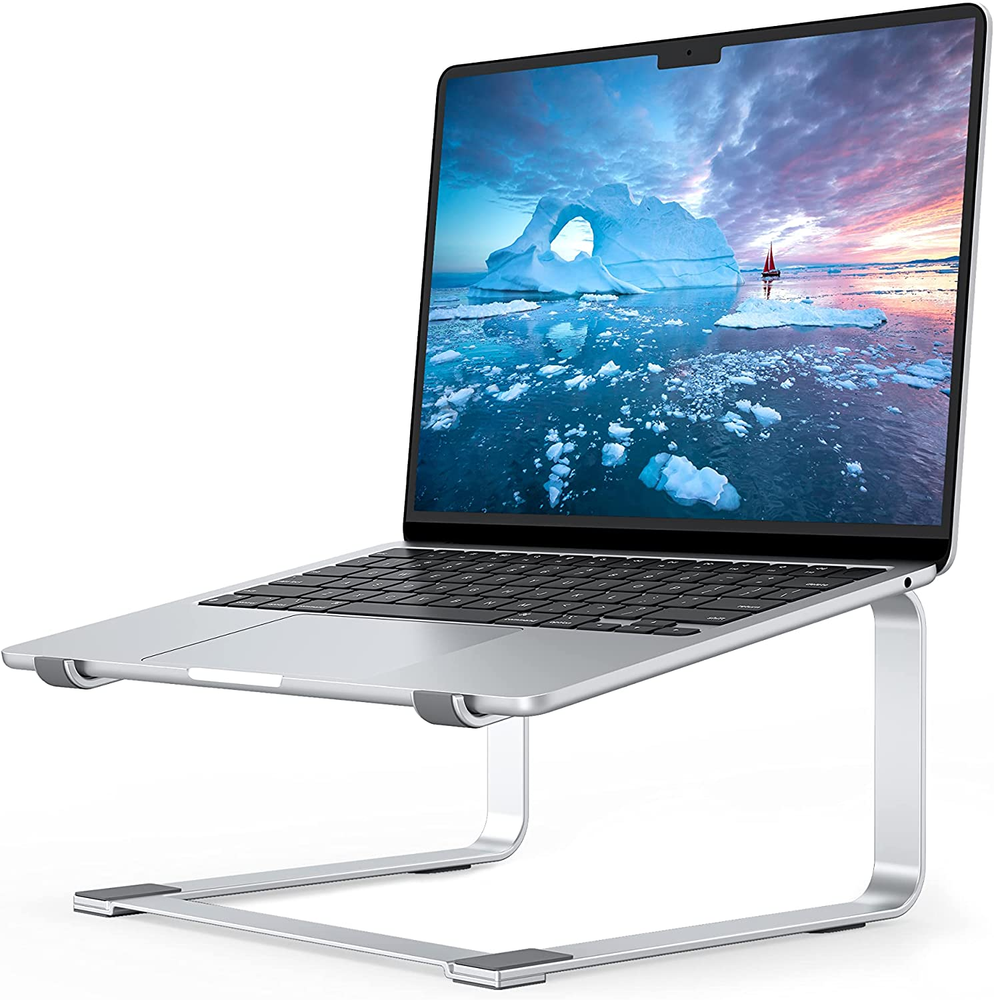 Laptop Stand for Desk, Metal Computer Riser, Heavy Stable PC Holder, Ergonomic L
