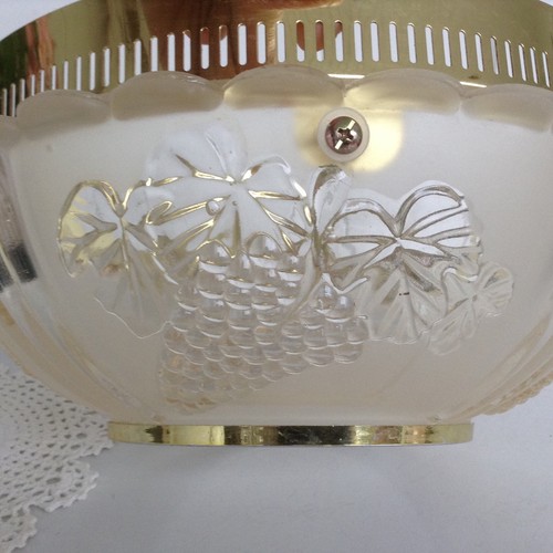 Twist & Lock Messing mattiertes geätztes Glas Weinblätter Schirm Kugel 12" Monteurring - Bild 11 von 11