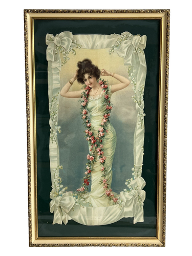 Longue litho femme victorienne époque Art Nouveau attribuée aux camps de Gaspar 28x17