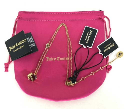 COLLAR Juicy Couture CORAZÓN Banner Deseo Ajustable Cadena Dorada ROJO Cinta Arco - Imagen 7 de 9