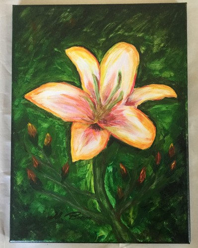 Schönes handgefertigtes signiertes Set 2 Blumengemälde auf gespannter Leinwand je 9”x12” - Bild 9 von 12