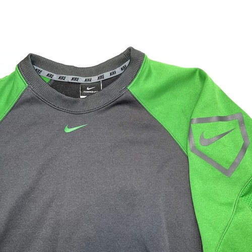 Nike Therma Fit Crew Neck Sweater Men’s Small Gray Green Pullover Center Swoosh - Picture 3 of 9