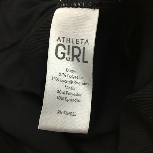 ATHLETA Girls sz XL/14 Black Ruching Lower Leg Zip Pocket Waist Cropped Leggings - Picture 3 of 11