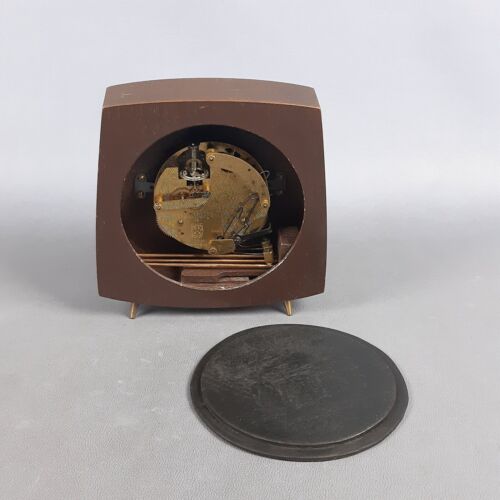 Uhr aus Tabelle Mechanisch Melux IN Holz Messing Wecker Vintage Jahre ‘60 - Imagen 10 de 15