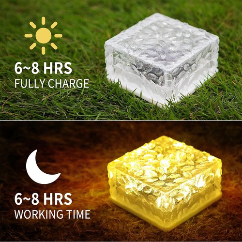 Square Solar Ice Brick Buried Lamp Night Automatic Lighting Led Light Bulb Cube - Picture 4 of 8