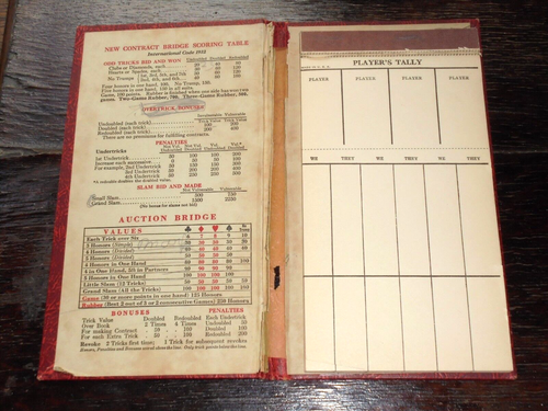 Vintage 1932 Contract Auction BRIDGE Card Game Score Pad Binder Booklet - Picture 2 of 6