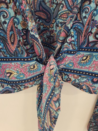 Blue Top Shrug Bolero Cropped Hippie Festival Indian Boho Vintage Retro Party - Picture 6 of 15