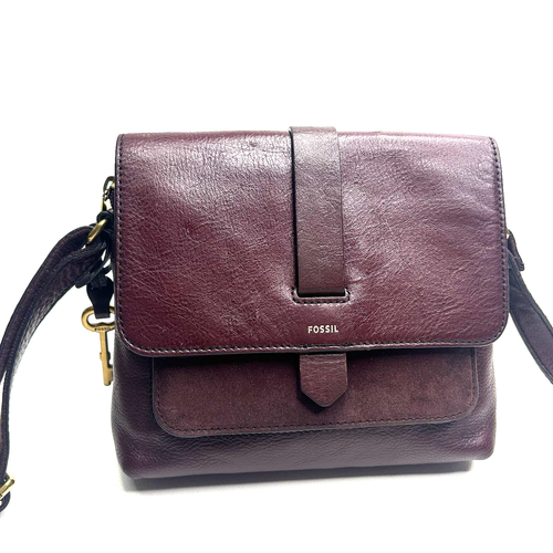 FOSSIL Kinley Leather And Suede Crossbody Bag In Maroon