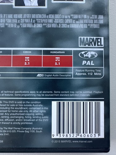 Ant-Man DVD VGC Region 4 Marvel Paul Rudd Action Superhero Free Untrack Postage - Picture 4 of 8