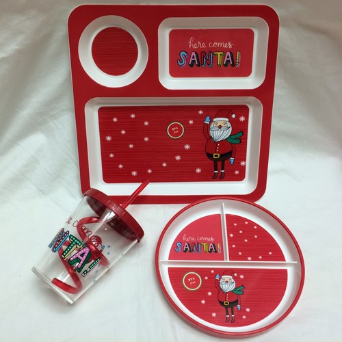 Juego/3 Bandeja Dividida Navidad Papá Noel Gratis para Niños, Plato de Merienda, Taza para Bebés Vacaciones - Imagen 1 de 5