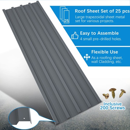 25 PCS Roof Panels Galvanized Steel Hardware Metal Roofing Sheets Wall Panels - Picture 3 of 8