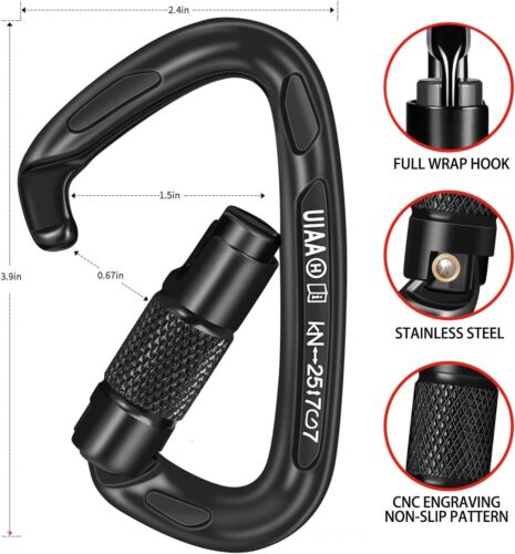 25KN Auto Locking Carabiner - UIAA Certified Heavy Duty Climbing Carabiners for - Picture 2 of 7