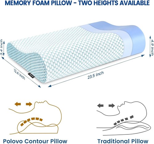 Memory Foam Pillow for Neck Pain, Side Back Stomach Sleeper Support - Picture 2 of 6