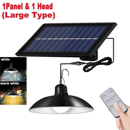 Solar Pendant Light Outdoor Waterproof LED Lamp Double-head Chandelier Decor - Bild 9 von 27