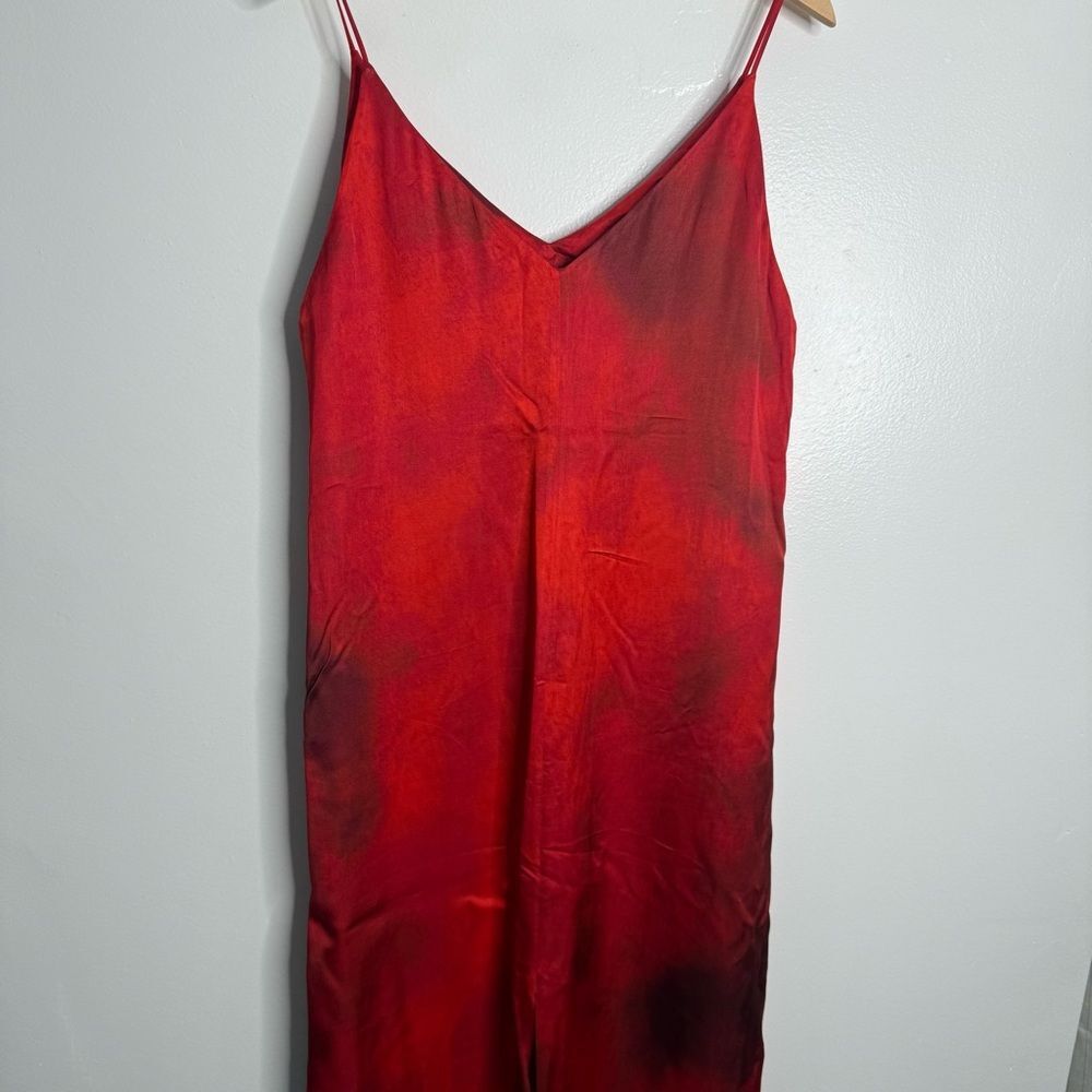 NWT Massimo Dutti Ombre Print Flowing Midi Dress V-Neck